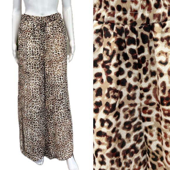 Haute Hippie Leopard Print Wide Leg Pants Womens Size Small High Rise Pull On - Picture 1 of 13